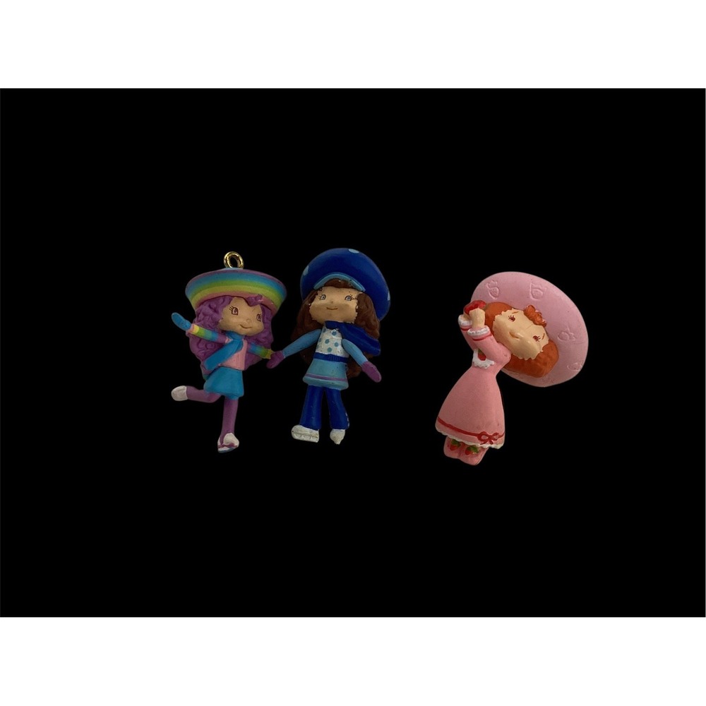 (3) Strawberry Shortcake Rainbow Sherbet, Blueberry 2005 TCFC Ornaments 1-1/2"